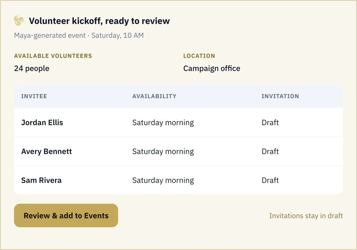 Baraza product preview with illustrative sample data